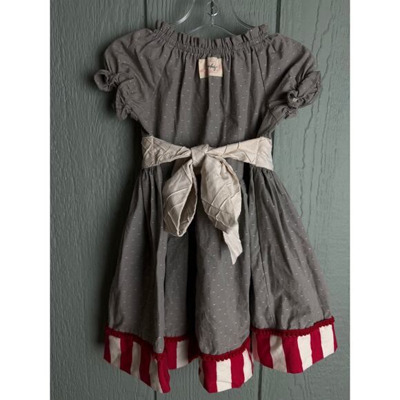 Persnickety Girls Christmas Dress Gray Red White Holiday Stocking Appliqué 2T - Picture 4 of 6